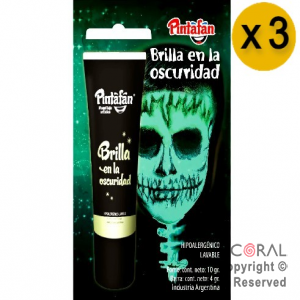 MAQUILLAJE ARTISTICO CREMA POMO BRILLA EN LA OSCURIDAD 10gr (PACK X 3 UNID) X 1
